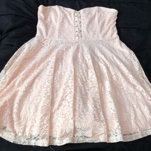 Pink lace skater dress